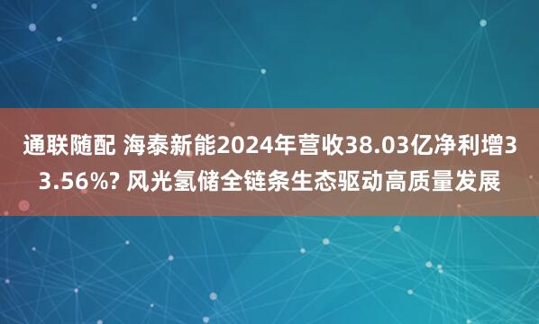 通联随配 海泰新能2024年营收38.03亿净利增33.56%? 风光氢储全链条生态驱动高质量发展